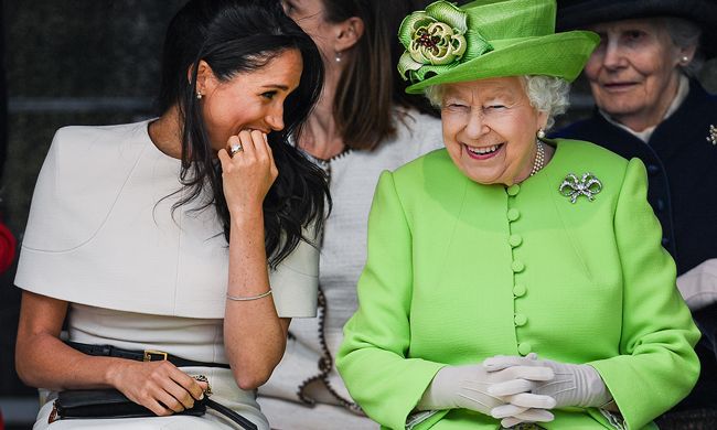 Meghan and the Queen in Cheshire in 2018