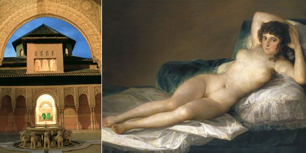 Alhambra de Granada y Francisco de Goya. Spain.