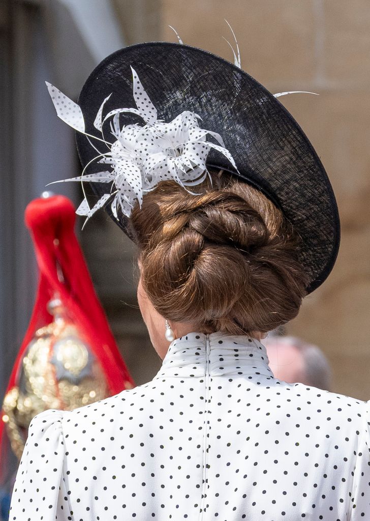 A photo of Princess Kate's hair styled in an updo