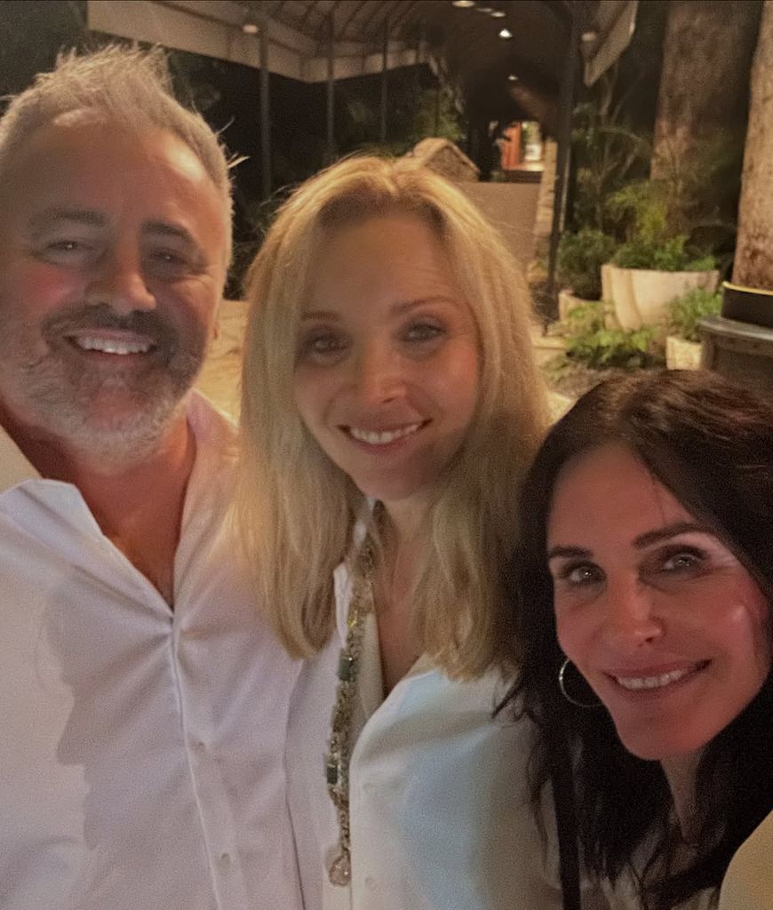 Matt LeBlanc, Lisa Kudrow and Courteney Cox pose for a selfie at home, shared on Instagram