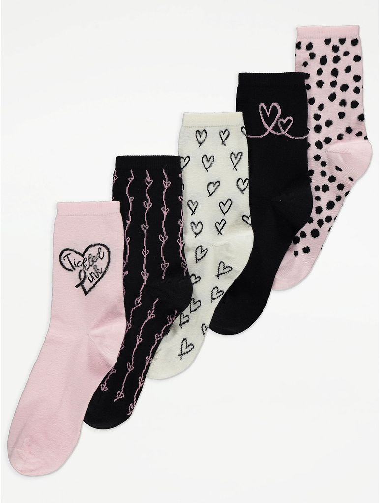 asda tickled pink heart socks