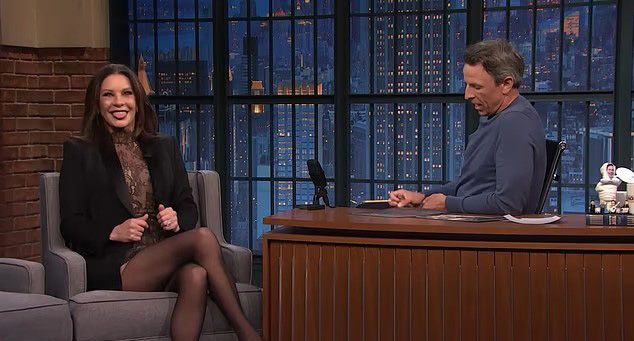 photo of catherine zeta jones on late night with seth meyers