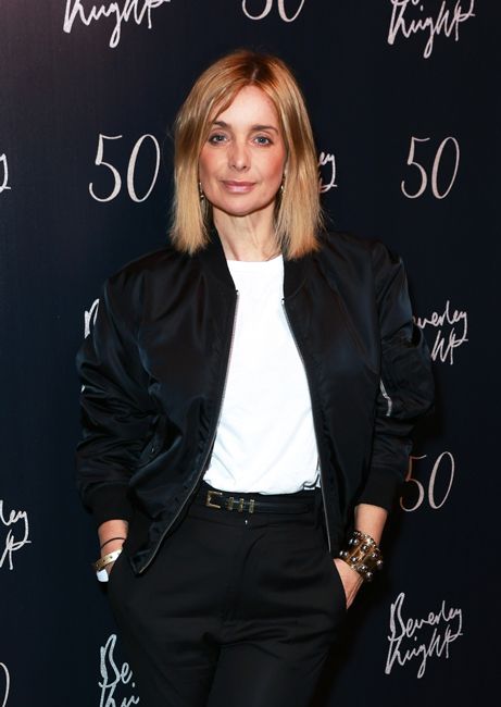 louise redknapp at beverley knight event in london wearing black bomber jacket and white tshirt