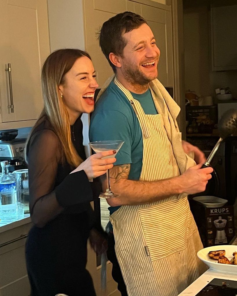 Tyrone Wood and Faye Harris cooking a roast dinner