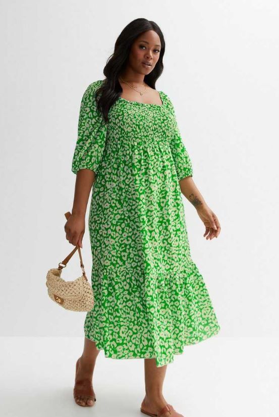 new look green floral dress 
