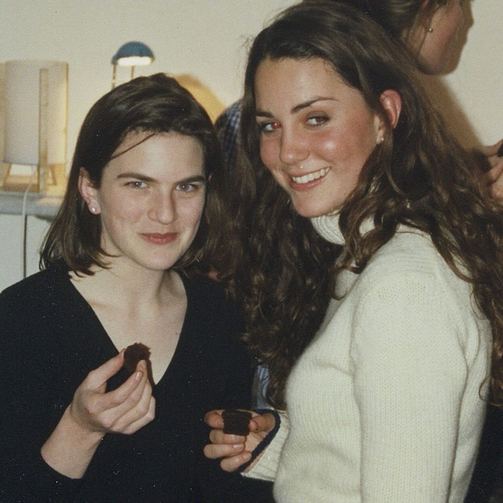 Kate middleton with natural curls at university with friend