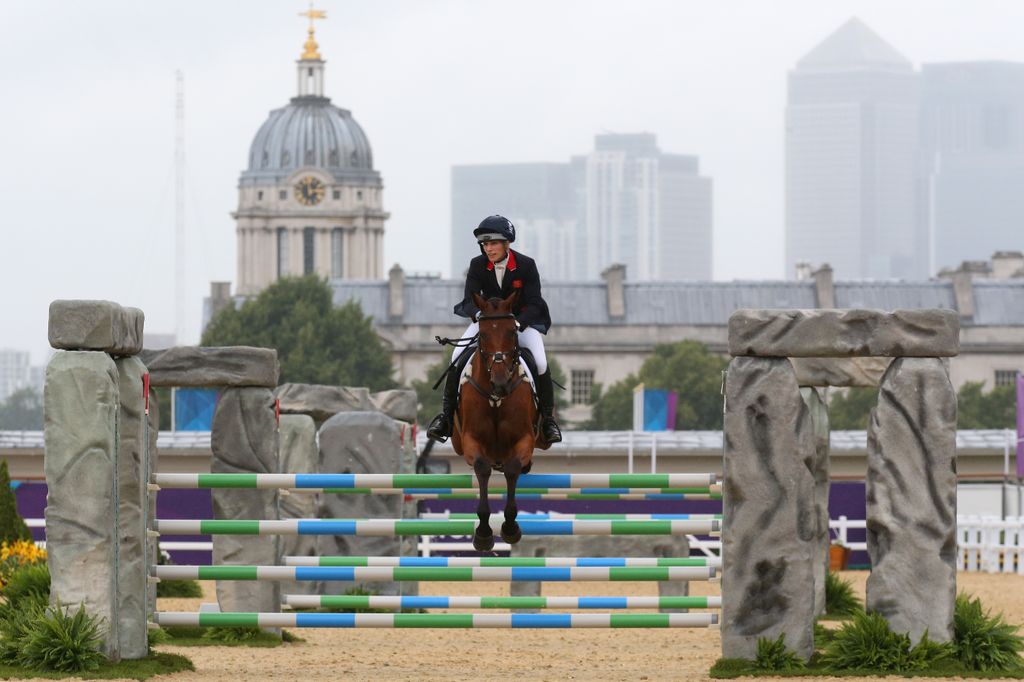 Zara Phillips of Great Britain riding High Kingdom competes in the Individual Jumping Equestrian Final on Day 4 of the London 2012 Olympic Games
