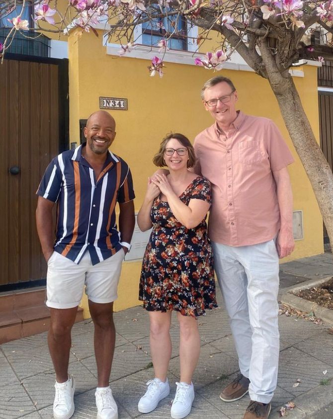 Craig Rowe with two people on A Place in the Sun