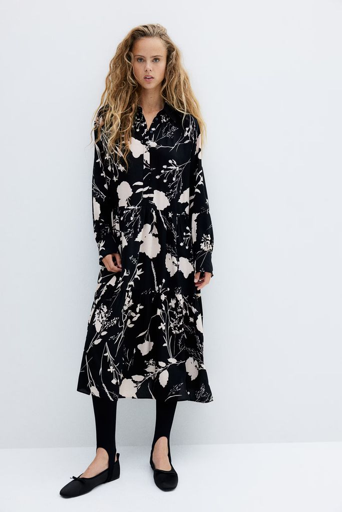 H&M floral midi shirt dress