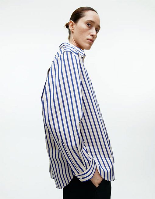 arket blue white striped shirt