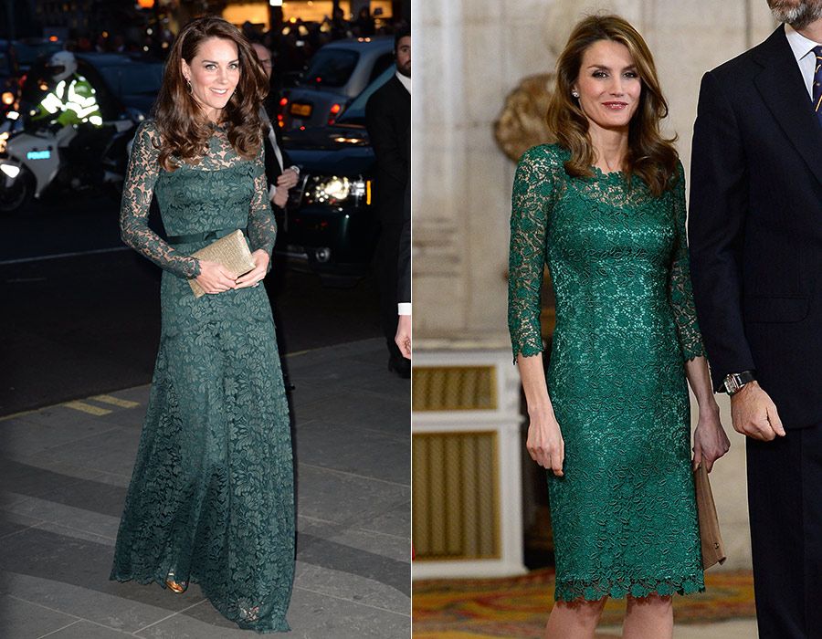 kate middleton queen letizia fashion comparison green dress