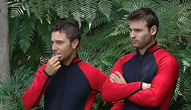 Gino DAcampo and Stuart Manning in wetsuits