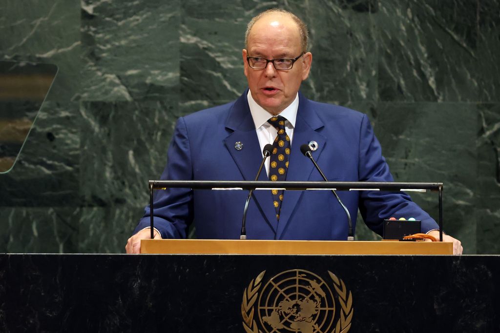 Prince Albert giving a speech to the UN
