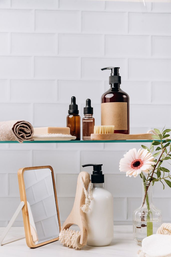 skincare products on shelf