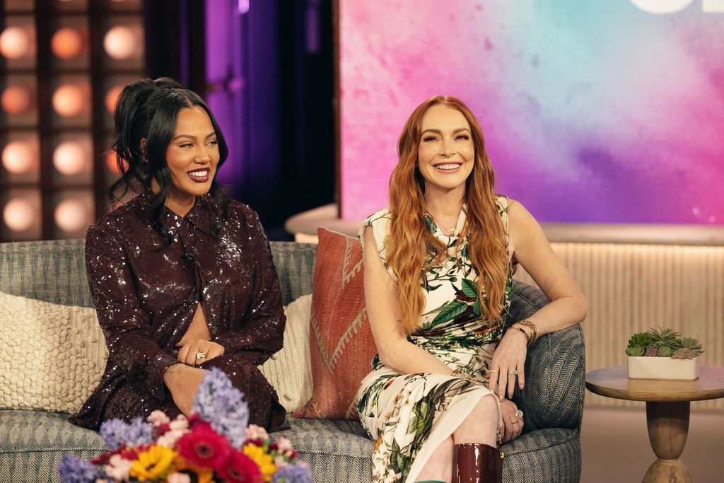 Ayesha Curry and Lindsay Lohan on The Kelly Clarkson Show, March 11, 2024