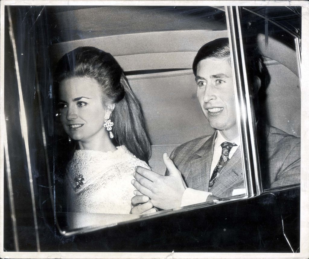 Lucia Santa Cruz and Prince Charles in the back of a car
