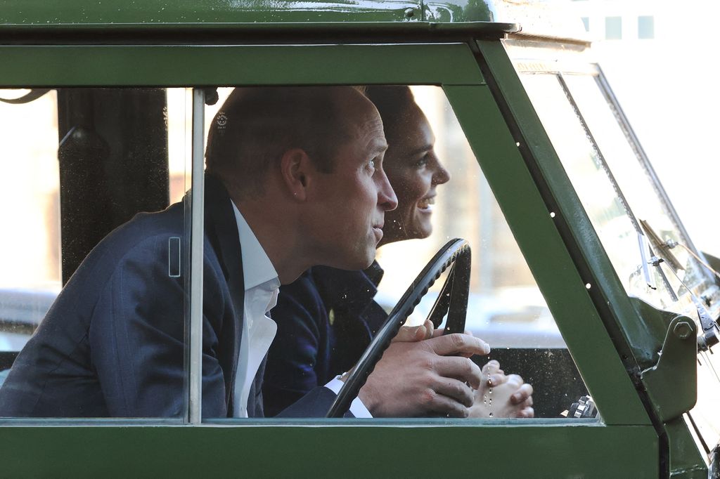 Prince William at the wheel of his late grandfather's classic Land Rover