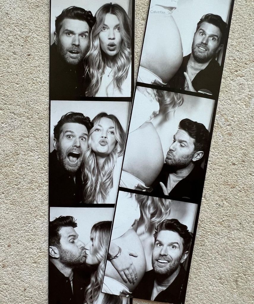 Joel Dommett kissing his wife Hannah's baby bump