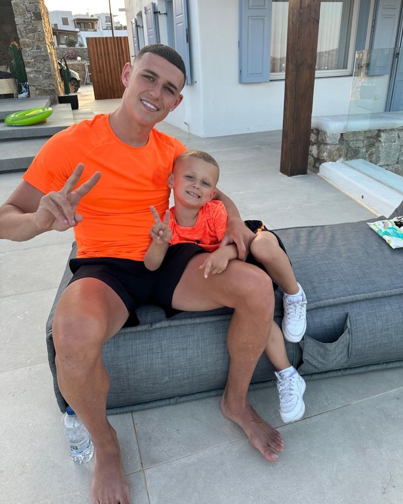 Phil Foden wearing matching outfits with his son Ronnie