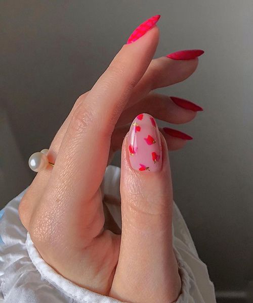 abstract neon pink nails by christina