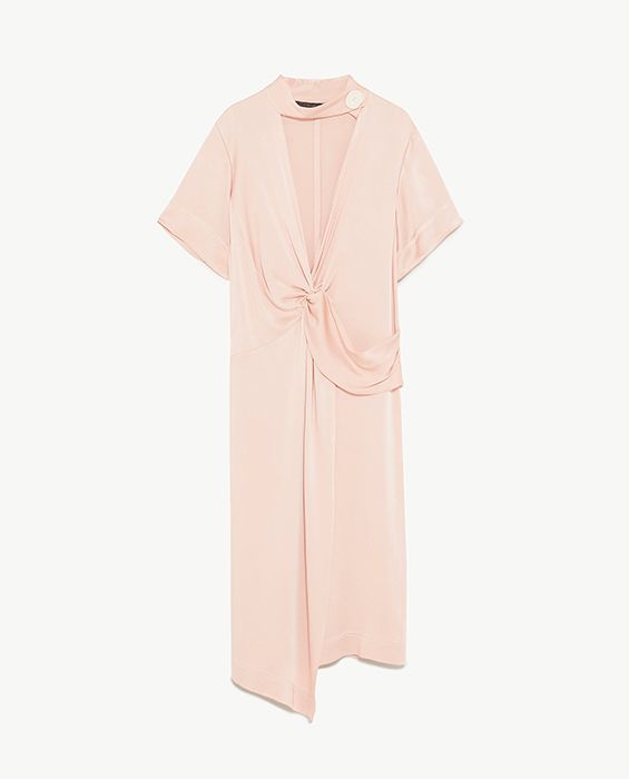 pastel pink draped dress zara