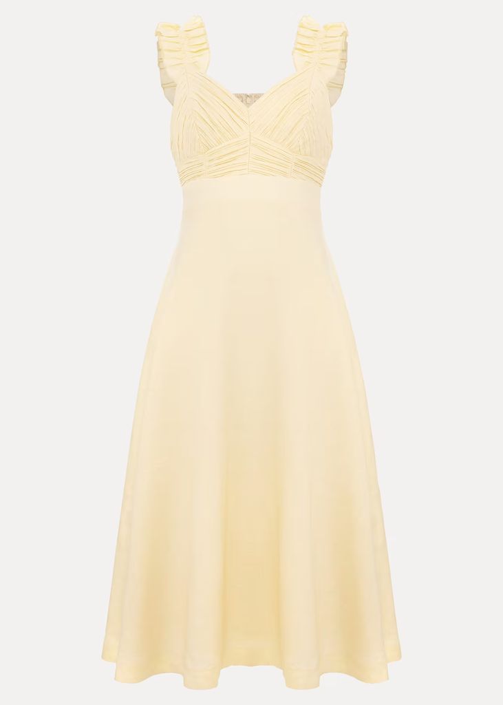 butter yellow linen dress