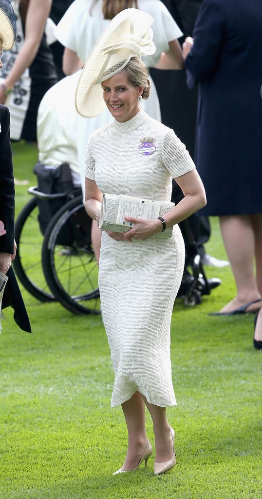 Duchess Sophie in a white figure-hugging dress on day 1 of Royal Ascot 