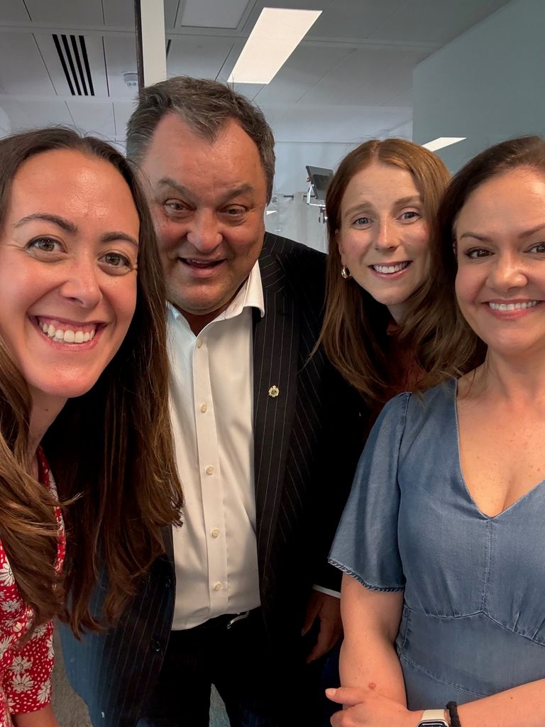 A Right Royal Podcast hosts Andrea Caamano and Emmy Griffiths with HELLO!'s royal editor Emily Nash and guest Robert Jobson
