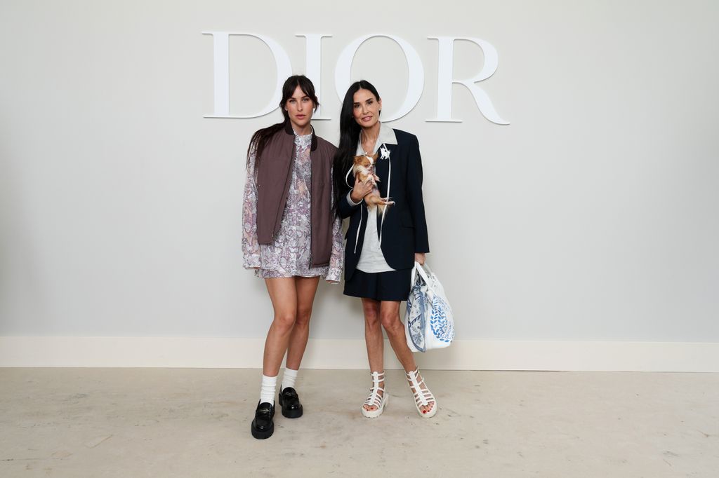 Scout LaRue Willis and Demi Moore attend the Dior Homme Menswear Spring/Summer 2025 show as part of Paris Fashion Week on June 21, 2024 in Paris, France. 