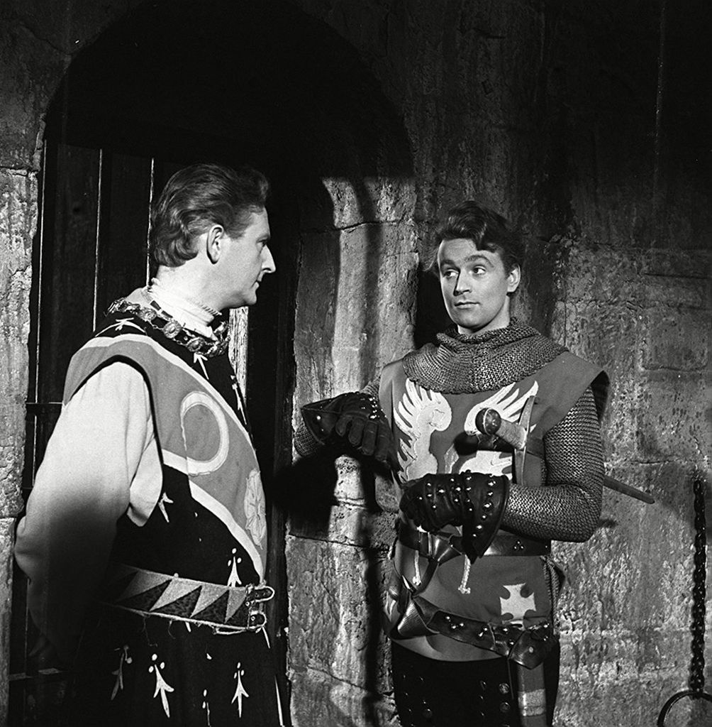 William Russell on the set of The Adventures of Sir Lancelot