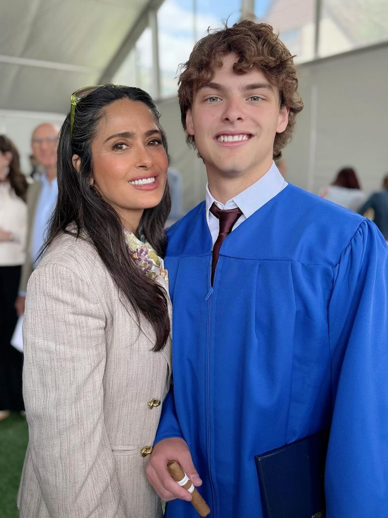 Salma and Augustin in blue gown