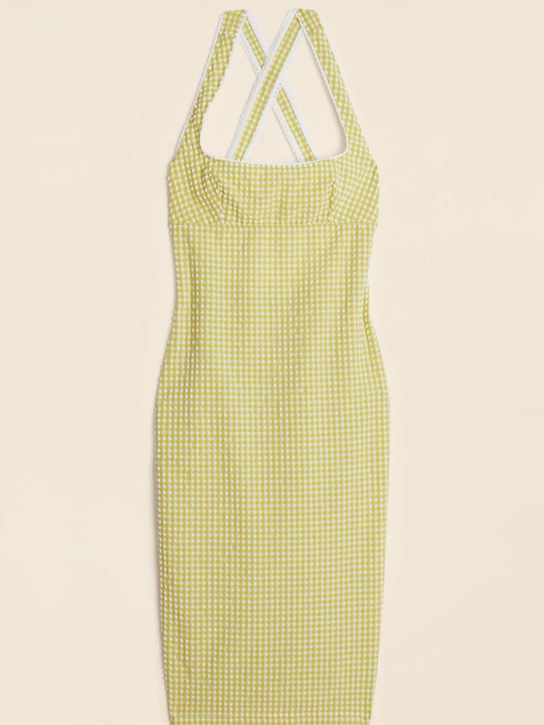 lime white gingham dress