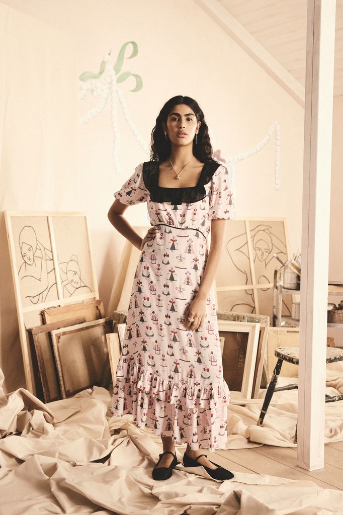 CATH KIDSTON TEA DRESS WITH PINK PRINT