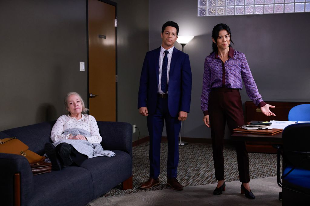 Kathy Bates as Madeline Matlock, David Del Rio as Billy Martinez, and Leah Lewis as Sarah Franklin in Matlock