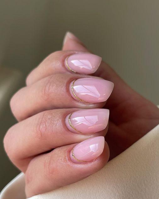 gold nails reverse micro french manicure @ _i.b.beauty_.