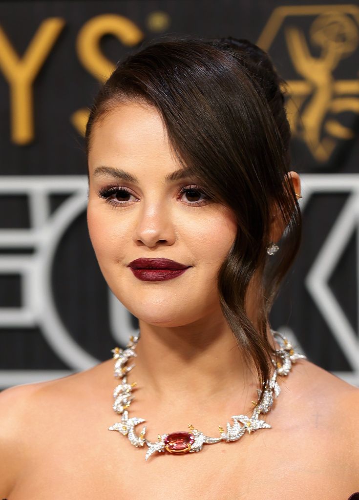 Selena Gomez in dark lipstick for the Emmys