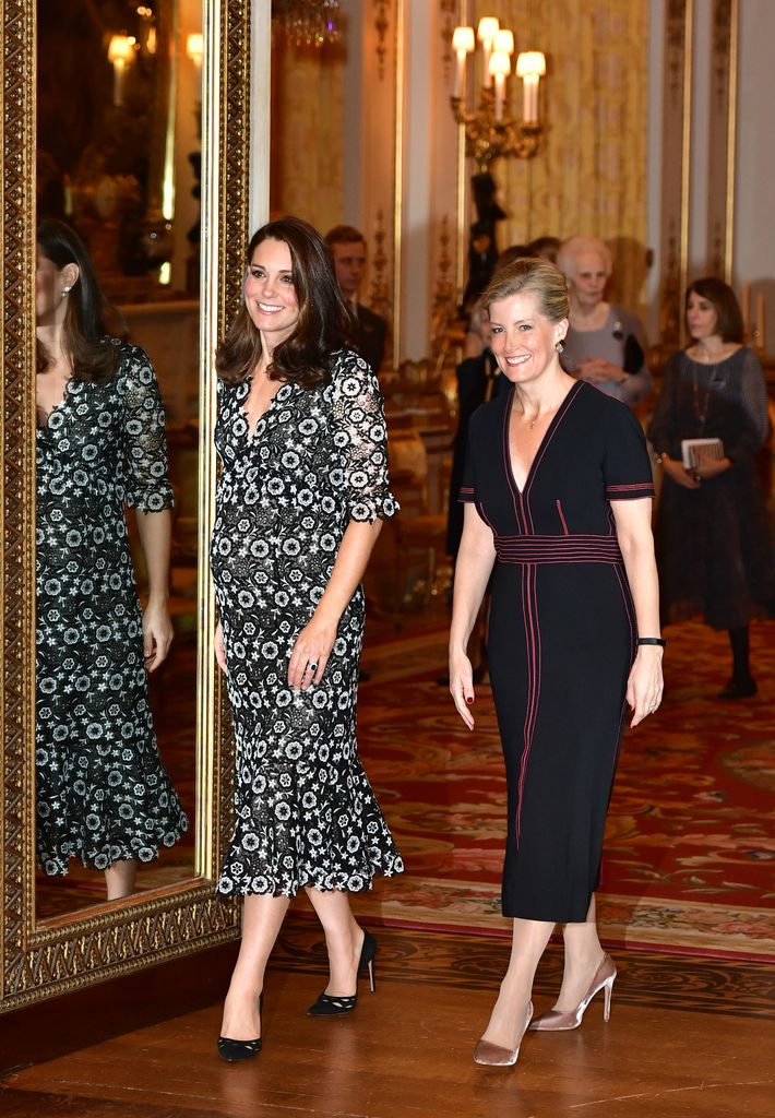 Pregnant Catherine and Sophie Wessex at Buckingham Palace 