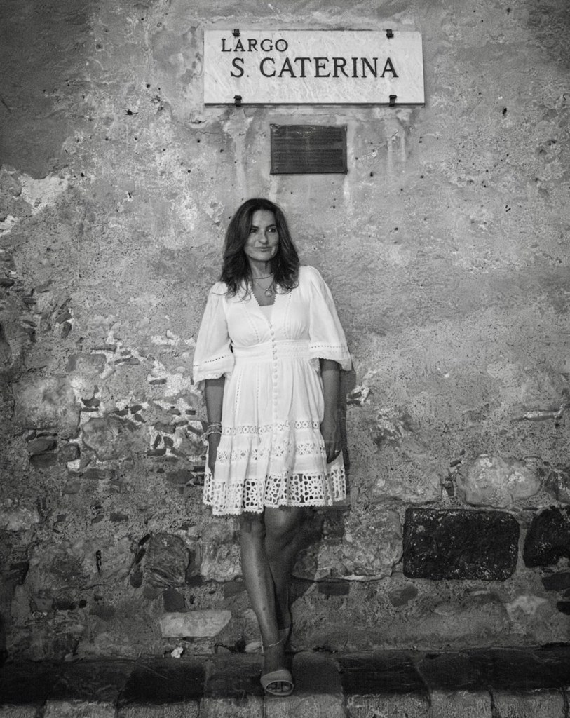 Photo shared by Mariska Hargitay taken by her husband Peter Hermann of her outside of a church in Taormina, Sicily