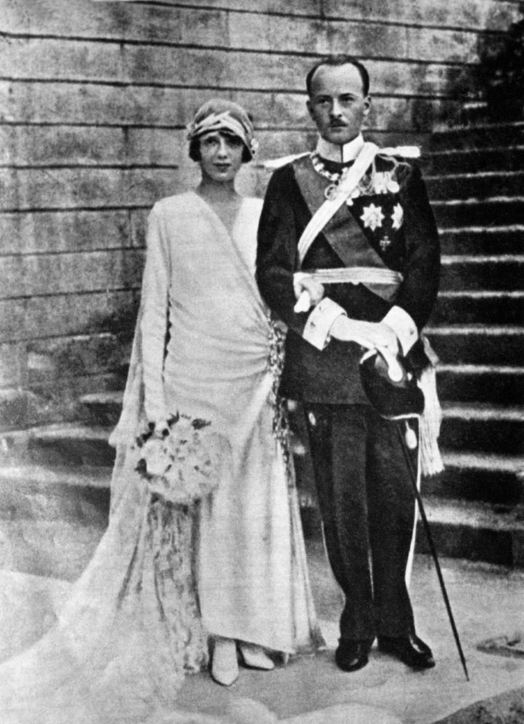 Princess Mafalda of Savoy on her wedding day in 1925 with husband Prince Philipp, Landgrave of Hesse-Kassel