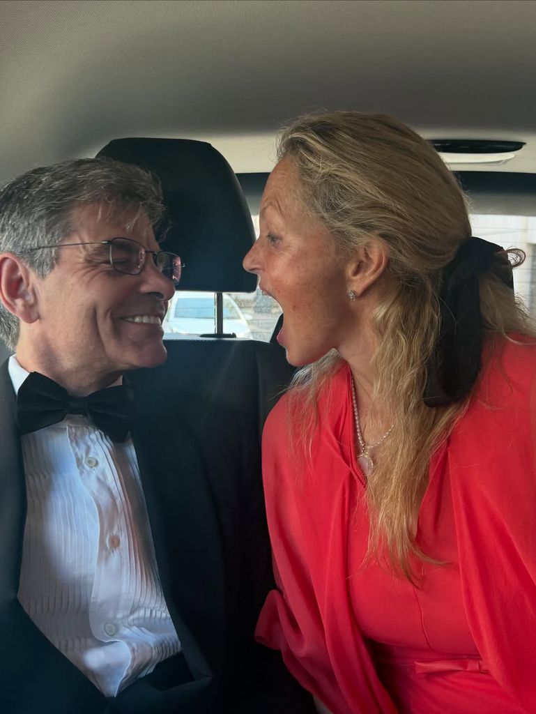 George and Ali looked very happy as they rode to the wedding venue 