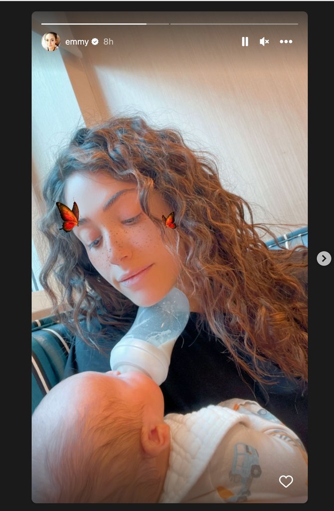 Emmy Rossum shares rare pic of her newborn
