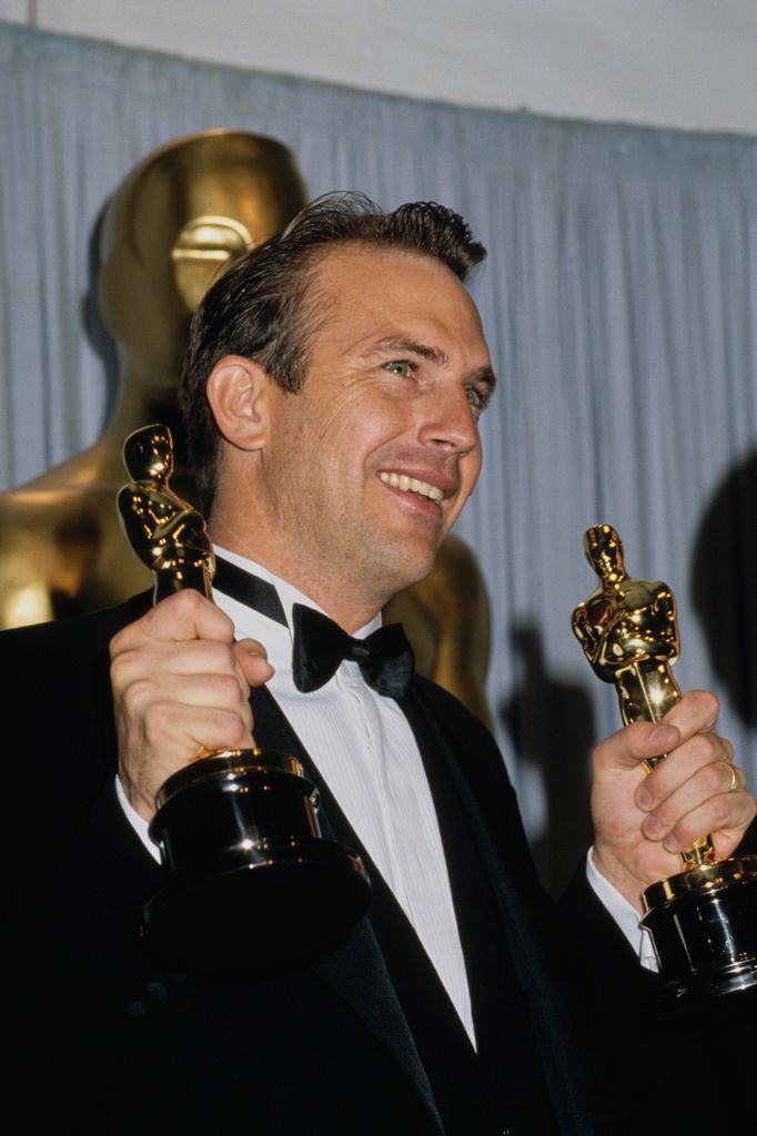 Kevin Costner wins the Best Picture and Best Director Oscars at the 63rd Academy Awards, for "Dances with Wolves" (1990), at the Shrine Auditorium in Los Angeles, California, United States, 25th March 1991