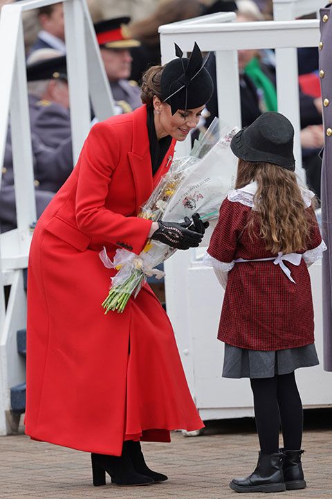 Princess of Wales receives flowers at St Davids Day parade