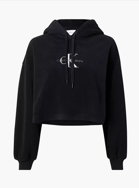 calvin klein black cropped hoodie 