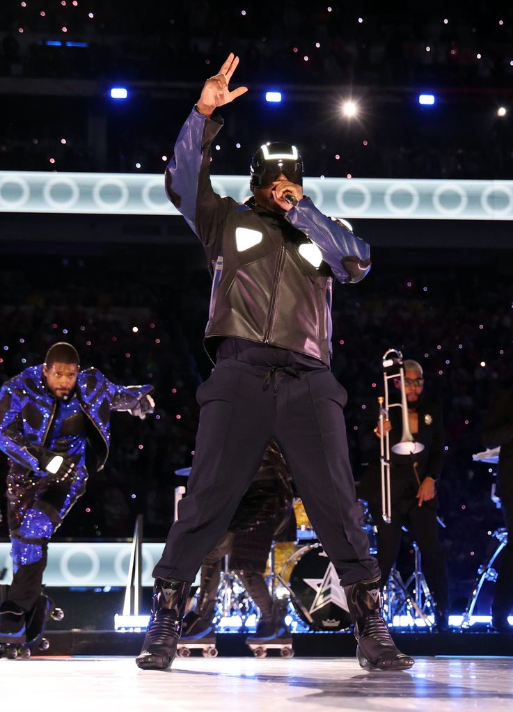 will.i.am performs onstage during the Apple Music Super Bowl LVIII Halftime Show at Allegiant Stadium on February 11, 2024 in Las Vegas, Nevada.