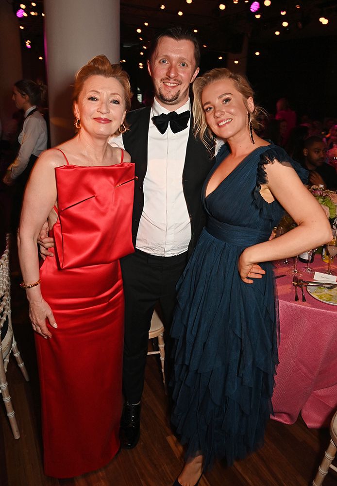 Lesley Manville with her son and daughter-in-law