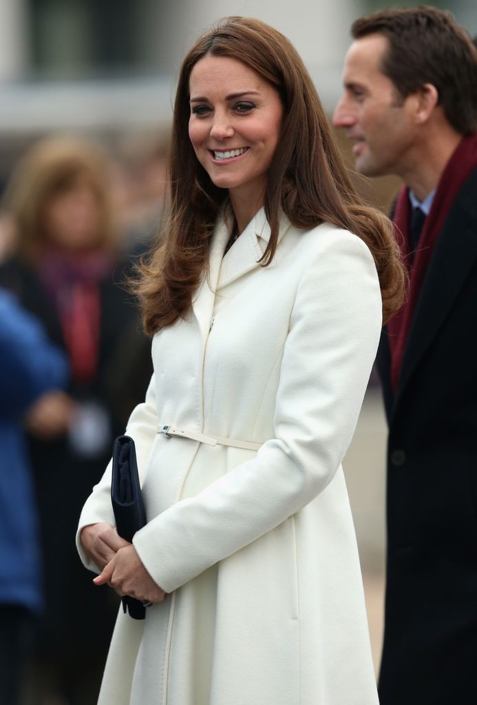 In February 2015 Princess Kate looked angelic in a crisp white coat in Portsmouth