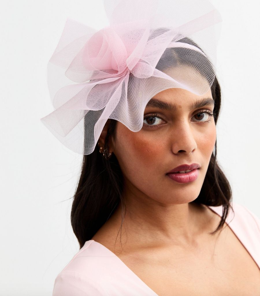 New Look Light Pink Mesh Flower Fascinator