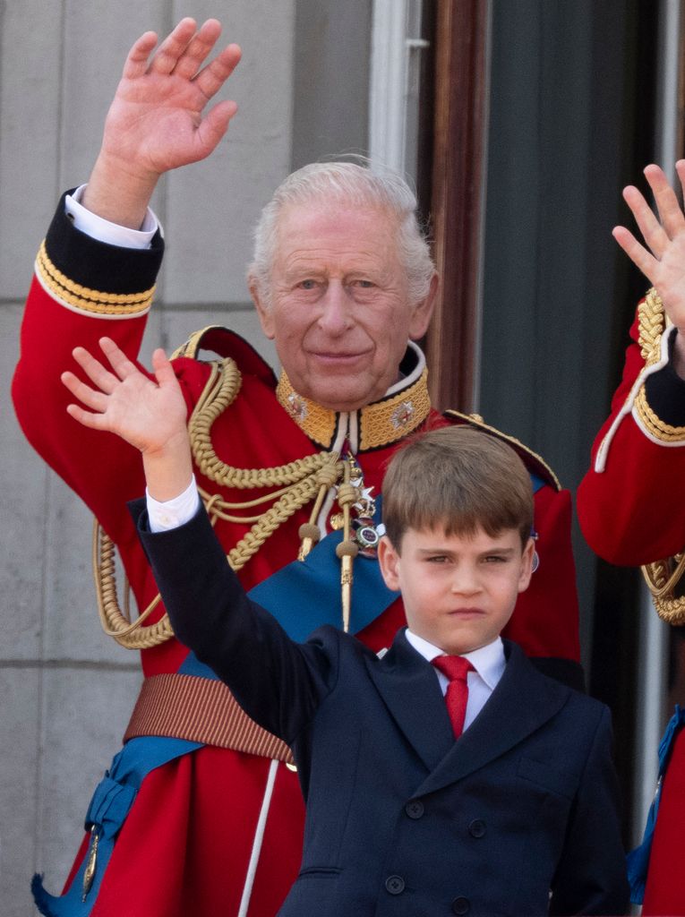 Prince Louis and King Charles wave