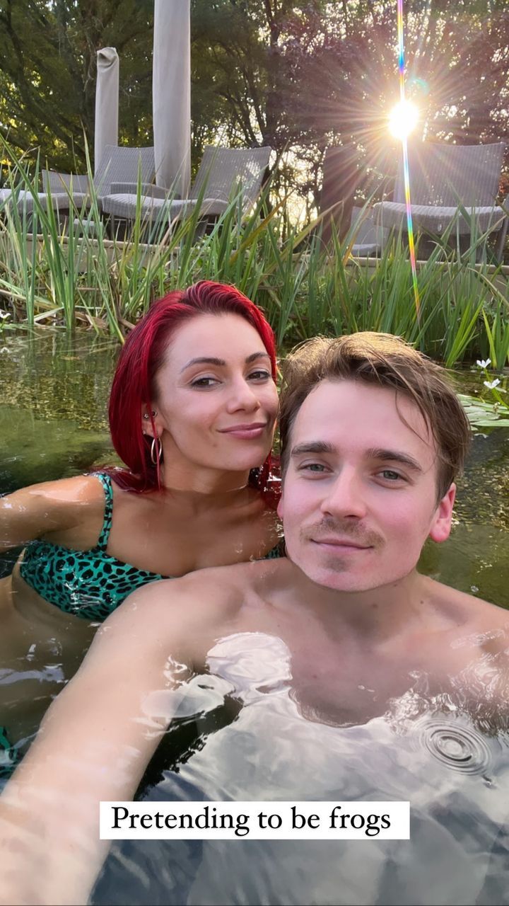 dianne and joe taking selfie in pool 